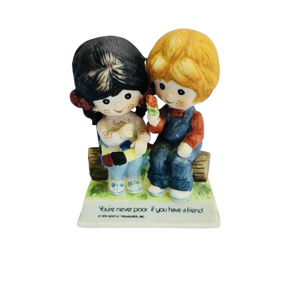 Gentle Treasures Exclusively by Flambro Friends Forever 1978 Girl Boy‎ & Rose